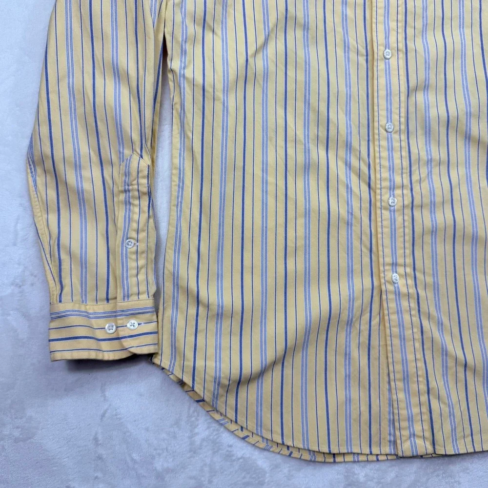 Ralph Lauren Classic Fit Striped Button Down Shirt Mens 15 M Yellow Blue Oxford